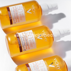 Vichy Capital Soleil apa cu protectie solara SPF50 pentru bronz sporit, 200ml