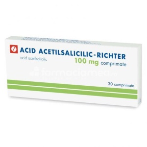 Acid acetilsalicilic 100mg, indicat in anginapectorala, 30 comprimate, Gedeon Richter