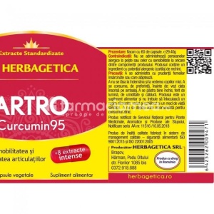 Artro + Curcumin95 sustine articulatiile, 60 de capsule, Herbagetica - Img 3