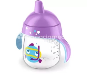 Avent Cana cu tetina de formare, transparenta, mov 12+, 260ml