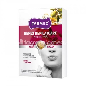 Benzi depilatoare pentru fata cu ceara alba si ulei de argan, 10 x 2 bucati, Farmec