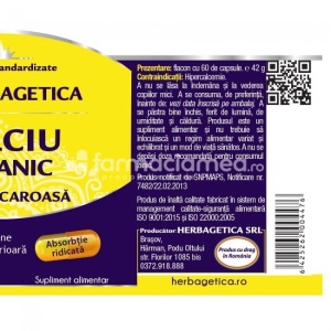 Calciu Organic pentru dinti si oase sanatoase, 60 capsule, Herbagetica - Img 3