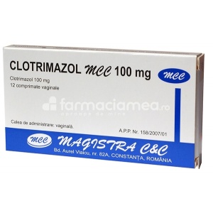 Clotrimazol MCC 100mg, indicat in tratamentul infectiilor vaginale, candidoza vaginala, 12 comprimate vaginale, Magistra