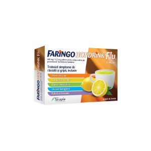 Faringo Hot Drink Flu 600mg+12,2mg pulb orala x 10plic Terapia
