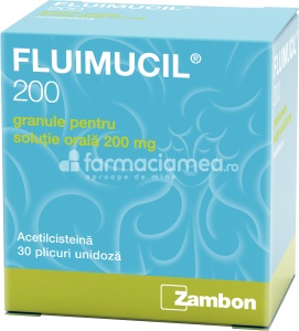Fluimucil 200mg/plic granule solutie orala, tuse productiva, 30 de plicuri, Zambon