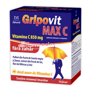Gripovit Max C fara Zahar x 10plic Zdrovit