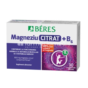 Magneziu Citrat + B6, 30 comprimate filmate, Beres Pharmaceuticals
