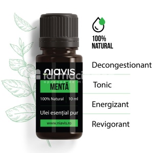 Niavis Ulei esential de menta, efect revigorant si energizant, tonic si stimulator general, decongestionant, 10 ml