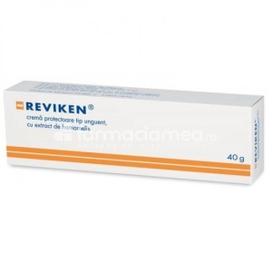 Reviken crema, lanolina, vaselina, oxid de zinc, eritem fesier, eczeme, actiune antiinflamatoare, emolienta , 40g, Gedeon Richter