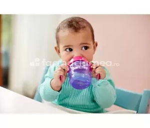 Avent cana cu tetina moale si manere pentru fetite 6+, 200ml - Img 2