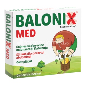 Balonix Med previne si trateaza gazele intestinale, de la 6 ani, 10 comprimate masticabile, Fiterman Pharma