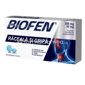 Biofen Raceala si Gripa 200mg/30mg x 20cpr film