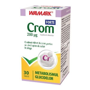 Crom forte 200mcg, reduce pofta de dulce, 30 comprimate, Walmark