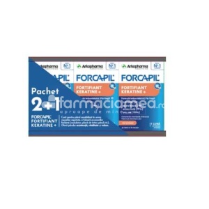 Forcapil Fortifiant Keratine +, Pachet 2+1cadou 120+60 capsule, Arkopharma