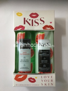 KISS pachet Juicy Watermelon gel de dus, 250 ml si lotiune de corp, 250 ml, Fiterman Pharma