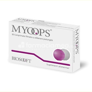 Myoops, vitamina A, vitamina E, luteina, mentine sanatatea ochilor, 30 comprimate, Biosooft