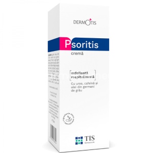 Psoritis crema DermoTis, cu uree, cafeina si ulei din germeni de grau, destinata ingrijirii pielii uscate si acoperite cu scuame, 50ml, Tis Farmaceutic