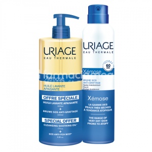 Uriage Xemose Pachet Ulei de curatare, 500 ml si Xemose spray SOS anti-prurit, 200 ml Promo