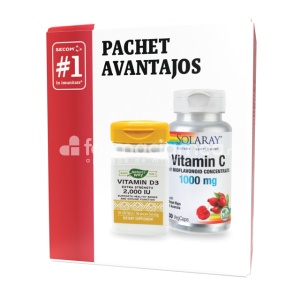 Vitamina C 1000mg, 100 capsule & Vitamina D3 2000UI, 30 capsule, Secom