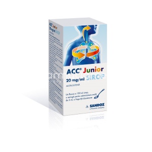 ACC Junior 20 mg/ml sirop, contine acetilcisteina, indicat in tuse productiva copii, de la 2 ani, 100 ml, Sandoz