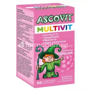 Ascovit Multivit Zmeura x 60cpr mast Omega Pharma