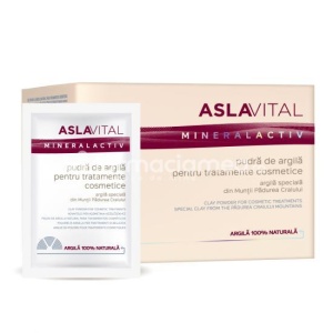 Aslavital Mineralactiv Pudra de Argila pt Tratamente Cosmetice 20g x 10plic