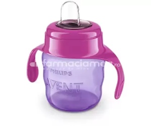 Avent cana cu tetina moale si manere pentru fetite 6+, 200ml - Img 3