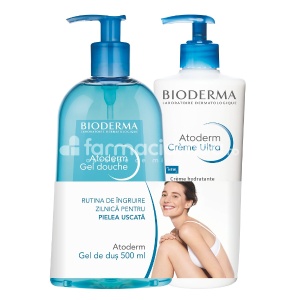 Bioderma Atoderm Pachet Crema parfumata 500ml si Gel dus 500ml