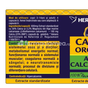 Calciu Organic pentru dinti si oase sanatoase, 30 capsule, Herbagetica - Img 2