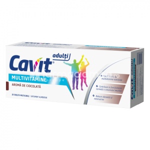 Cavit Adulti Multivitamine ciocolata vitamine pentru mentinerea si imbunatatirea sanatatii, 20 tablete masticabile, Biofarm