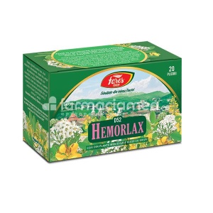 Ceai Hemorlax D52, sustine tranzitul intestinal, 20 plicuri, Fares