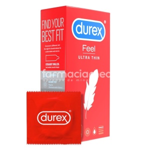DUREX prezervative Feel Ultra Thin, prezervative extra subtiri pentru senzatii cat mai intense si sensibilitate crescuta in timpul actului sexual, 10buc, Reckitt