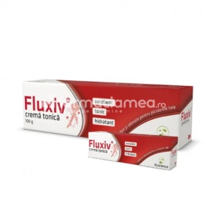 Fluxiv crema, contine D pantenol si troxerutin, recomandat pentru sindromul de picioare grele, confera confort si relaxare, mentine elasticitatea, hidratarea si tonicitatea pielii, protejeaza microcirculatia de la nivelul picioarelor, pachet 100ml