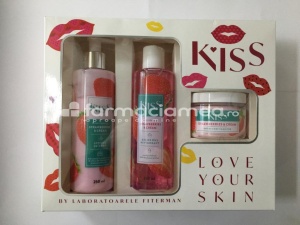 KISS pachet Strawberries Cream gel de dus, 250 ml, lotiune de corp, 250 ml si unt de corp, 150 ml, Fiterman Pharma