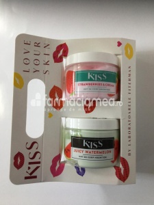 KISS pachet Strawberries Cream unt de corp, 150 ml si Juicy Watermelon unt de corp, 150 ml, Fiterman Pharma