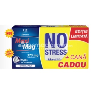 MaxiMag 375mg Mg+B6, 60cps + Cana cadou, Zdrovit