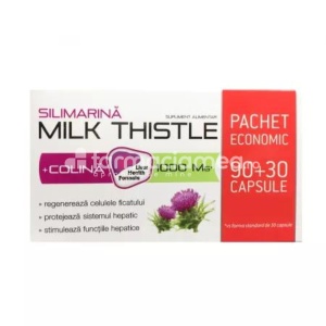 Milk Thistle Silimarina+Colina 1000mg x 90+30cps Cadou Zdrovit