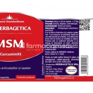 MSM + Curcumin95, 60 capsule, Herbagetica - Img 3