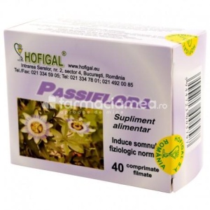 Passiflora, imbunatateste calitatea somnului, 40 comprimate, Hofigal