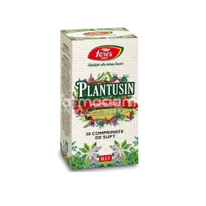 Plantusin Pentru Gat R13, reduce disconfortul de la nivelul gatului, calmeaza iritatia, fluidifica si elimina secretiile bronsice, de la 3 ani, 30 comprimate de supt, Fares