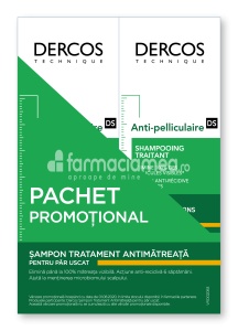 Vichy Dercos Pachet sampon antimatreata par uscat,200 ml, 2 flacoane