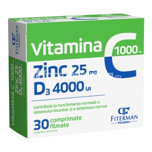 Vitamina C 1000mg+Zinc 25mg+D3 4000UI x 30cpr film Fiterman