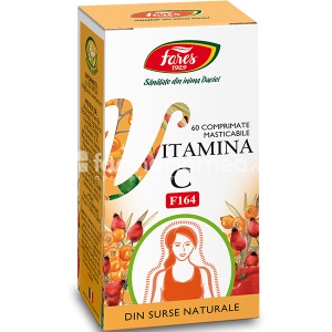 Vitamina C naturala F164, sustine imunitatea, reduce oboseala si extenuarea, 60 comprimate masticabile, Fares