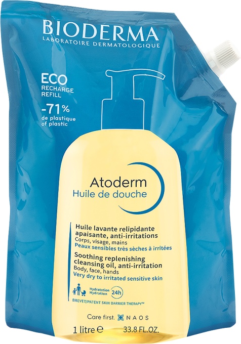 Bioderma Atoderm Shower Oil Ulei De Duș Ten Sensibil/Uscat/Atopic Eco-Rezervă 1l - Img 1