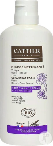 Cattier Spumă De Curățare Față Trandafir Și Albăstrele Pentru Toate Tipurile De Piele Flacon 150ml - Img 1