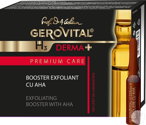 Gerovital H3 Derma+ Premium Care Booster Exfoliant Cu AHA Fiole 4x2ml - Img 1