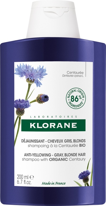 Klorane Șampon Anti-Îngălbenire Cu Albăstrea Bio Păr Gri Sau Blond 200ml - Img 1