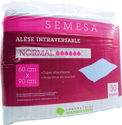 Marque Verte Semesa Aleză Impermeabilă 60x90cm 30 Bucăți - Img 1