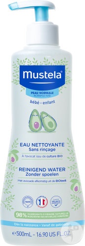 Mustela Bébé-Enfant Apă De Curățare Fără Clătire Pentru Piele Normală Flacon Cu Pompă 500ml - Img 1