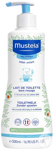 Mustela Bébé-Enfant Lapte De Curățare Fără Clătire Cu Avocado Bio Flacon Cu Pompiță 500ml - Img 1